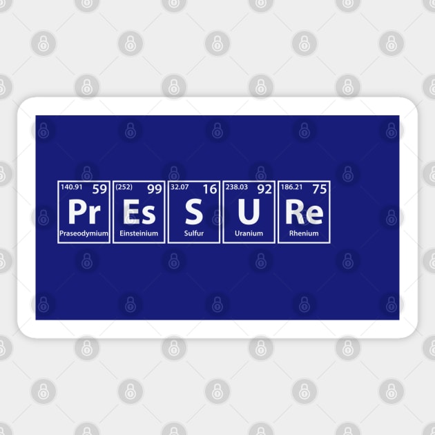 Pressure (Pr-Es-S-U-Re) Periodic Elements Spelling Sticker by cerebrands